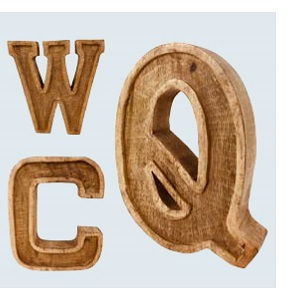 Hand Carved Wooden Embossed Single Letters